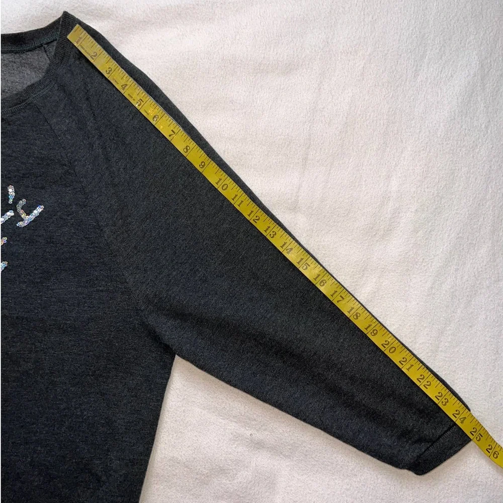 Victoria's Secret Gray with Sequin Graphic Crew Neck Pull Over Sweater- L - Picture 10 of 13